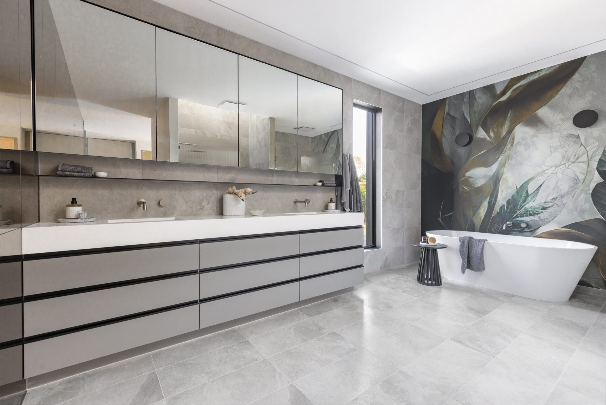 Dual vanity ensuite with freestanding bath, Scheele Residence Surrey Hills