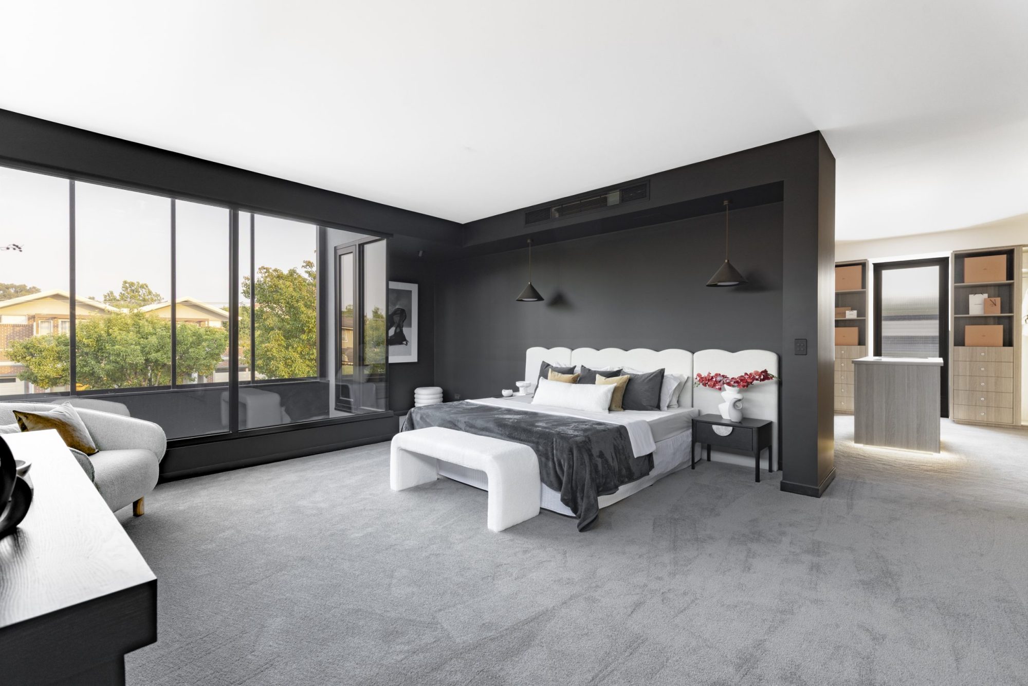 Master bedroom with garden outlook, Scheele Residence Surrey Hills